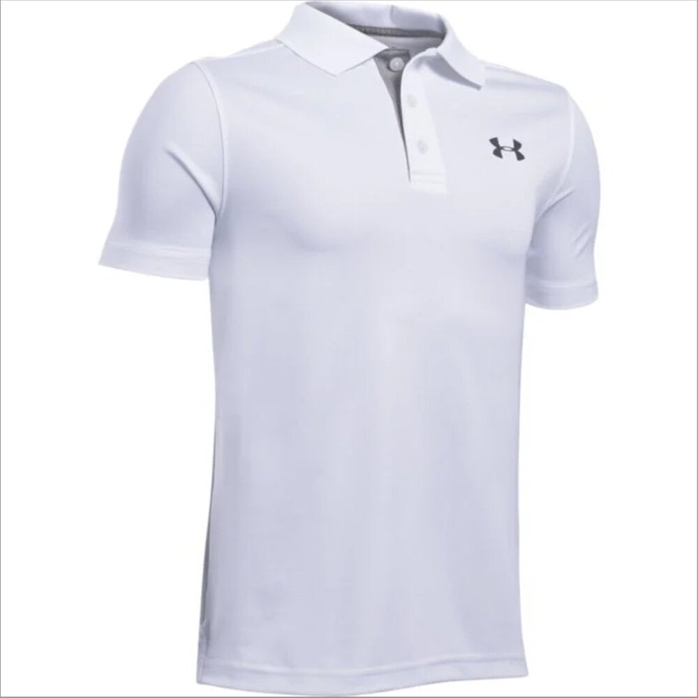 Boys White Under Armour Performance Polo (M)
